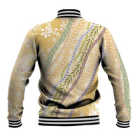 Yellow Palaka Hawaii Leis Baseball Jacket Hawaiian-plaid Elegant Tropical Vibes LT14 - Polynesian Pride