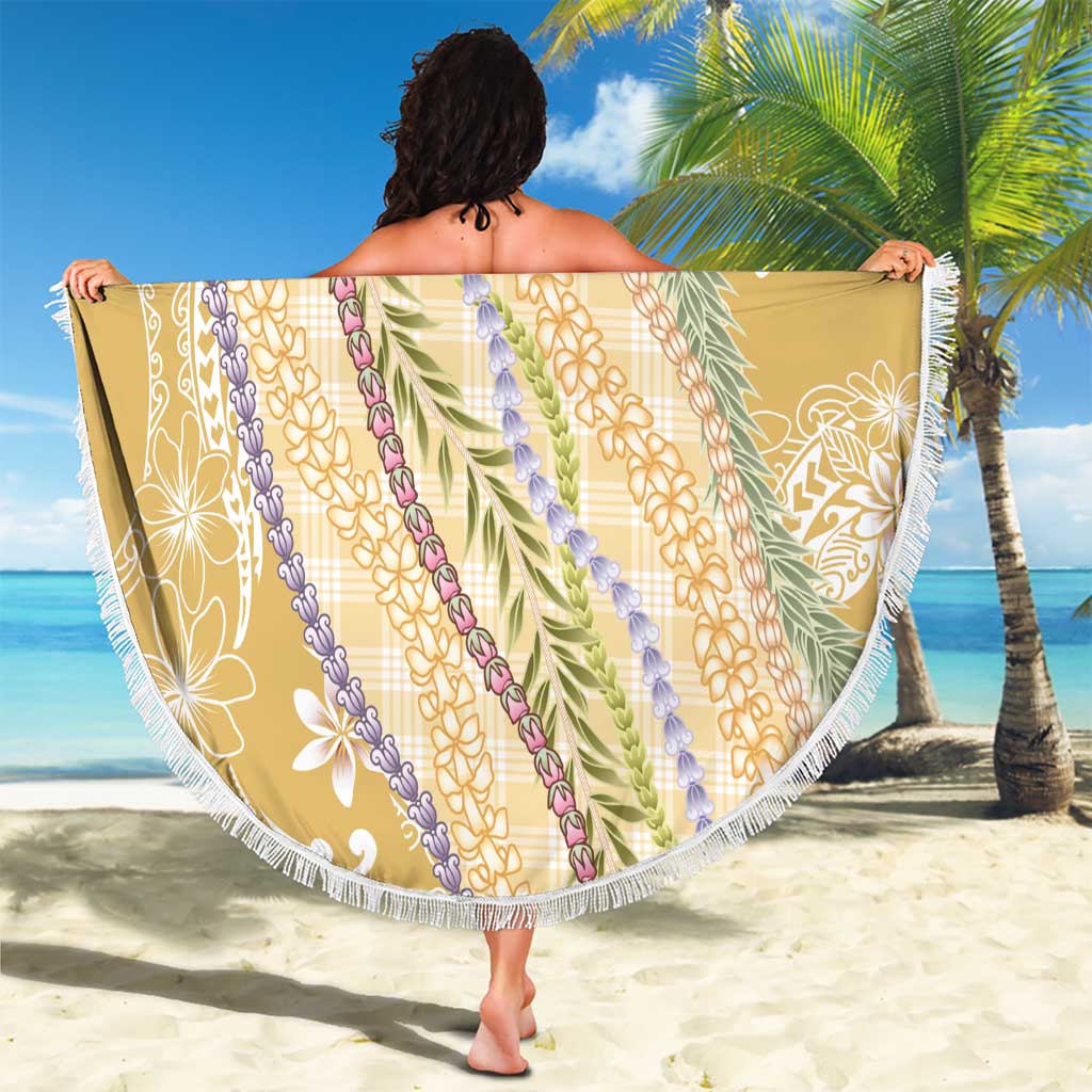 Yellow Palaka Hawaii Leis Beach Blanket Hawaiian-plaid Elegant Tropical Vibes - Polynesian Pride