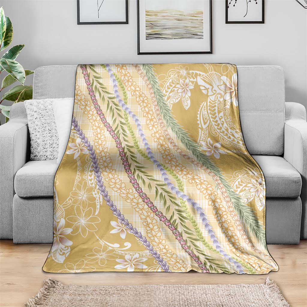 Yellow Palaka Hawaii Leis Blanket Hawaiian-plaid Elegant Tropical Vibes - Polynesian Pride
