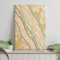 Yellow Palaka Hawaii Leis Canvas Wall Art Hawaiian-plaid Elegant Tropical Vibes - Polynesian Pride