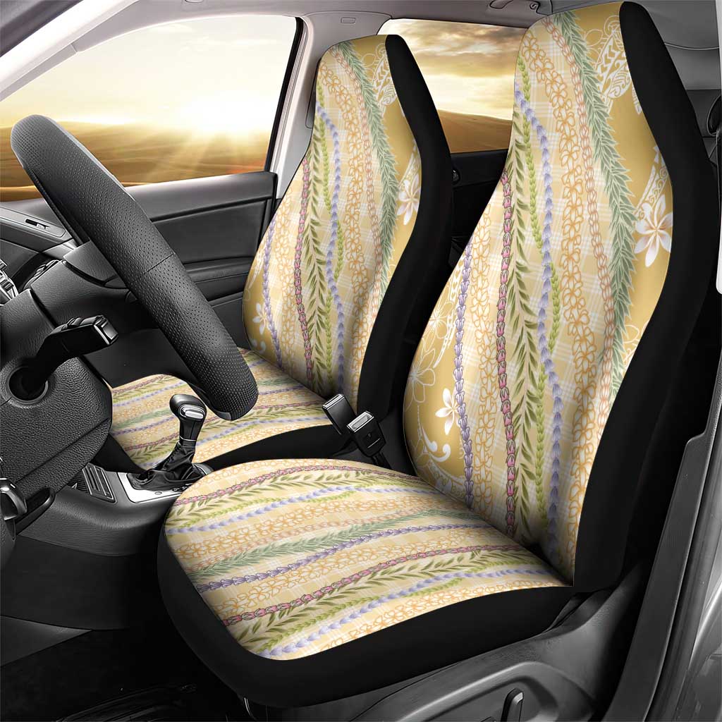 Yellow Palaka Hawaii Leis Car Seat Cover Hawaiian-plaid Elegant Tropical Vibes - Polynesian Pride