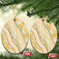 Yellow Palaka Hawaii Leis Ceramic Ornament Hawaiian-plaid Elegant Tropical Vibes LT14 Oval Yellow - Polynesian Pride