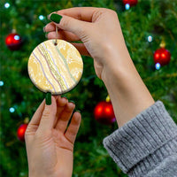 Yellow Palaka Hawaii Leis Ceramic Ornament Hawaiian-plaid Elegant Tropical Vibes LT14 - Polynesian Pride