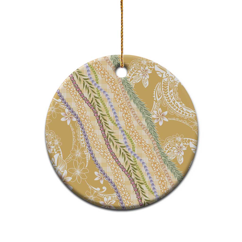 Yellow Palaka Hawaii Leis Ceramic Ornament Hawaiian-plaid Elegant Tropical Vibes LT14 - Polynesian Pride