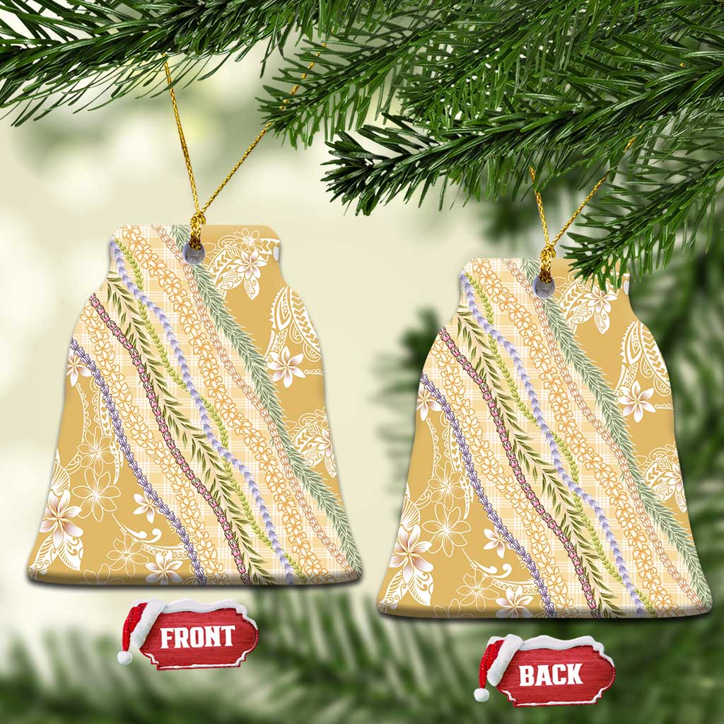 Yellow Palaka Hawaii Leis Ceramic Ornament Hawaiian-plaid Elegant Tropical Vibes LT14 Bell Flake Yellow - Polynesian Pride
