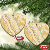 Yellow Palaka Hawaii Leis Ceramic Ornament Hawaiian-plaid Elegant Tropical Vibes LT14 Heart Yellow - Polynesian Pride
