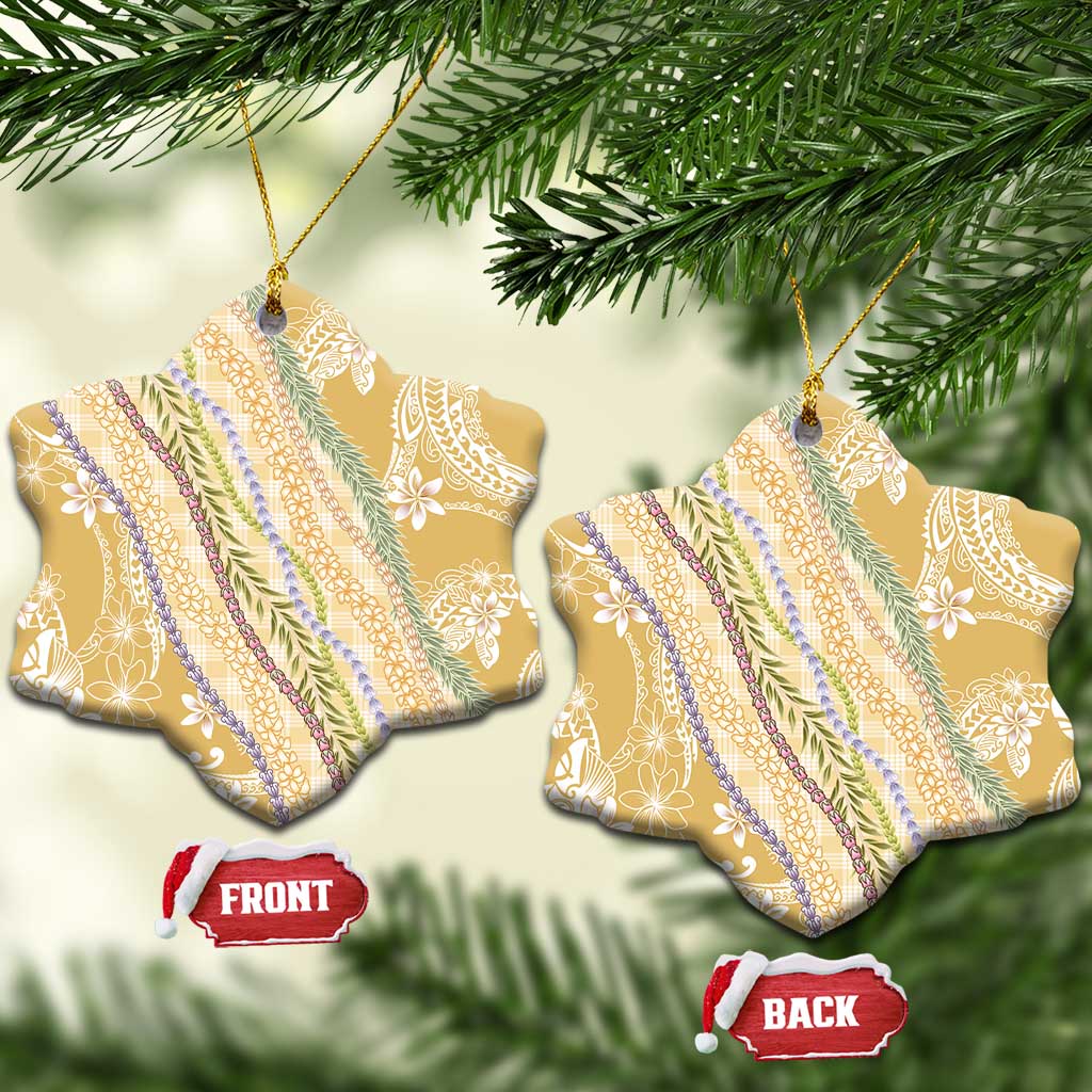 Yellow Palaka Hawaii Leis Ceramic Ornament Hawaiian-plaid Elegant Tropical Vibes LT14 Snow Flake Yellow - Polynesian Pride