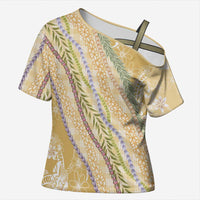 Yellow Palaka Hawaii Leis Cross Shoulder Shirt Hawaiian-plaid Elegant Tropical Vibes LT14 Female Yellow - Polynesian Pride