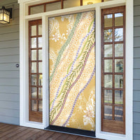 Yellow Palaka Hawaii Leis Door Cover Hawaiian-plaid Elegant Tropical Vibes - Polynesian Pride