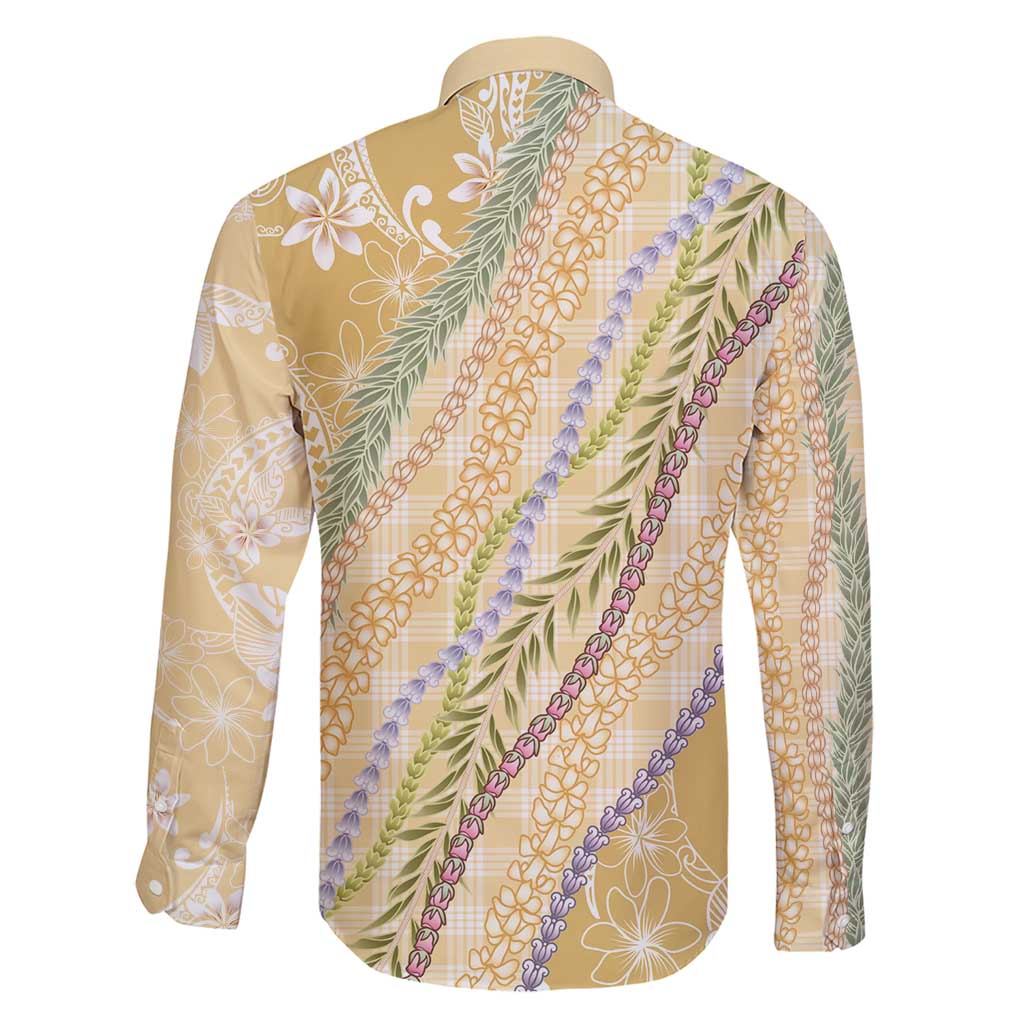 Yellow Palaka Hawaii Leis Family Matching Short Sleeve Bodycon Dress and Hawaiian Shirt Hawaiian-plaid Elegant Tropical Vibes - Polynesian Pride