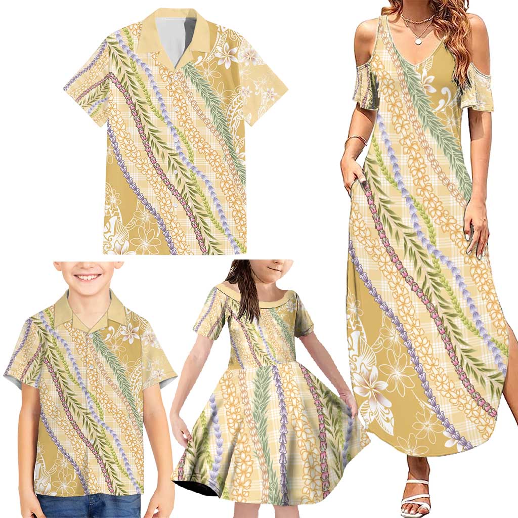Yellow Palaka Hawaii Leis Family Matching Summer Maxi Dress and Hawaiian Shirt Hawaiian-plaid Elegant Tropical Vibes - Polynesian Pride