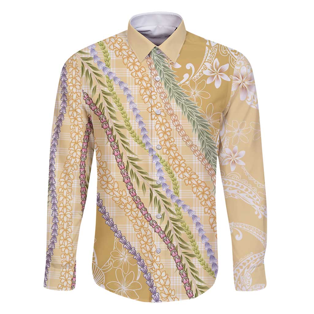 Yellow Palaka Hawaii Leis Family Matching Tank Maxi Dress and Hawaiian Shirt Hawaiian-plaid Elegant Tropical Vibes - Polynesian Pride