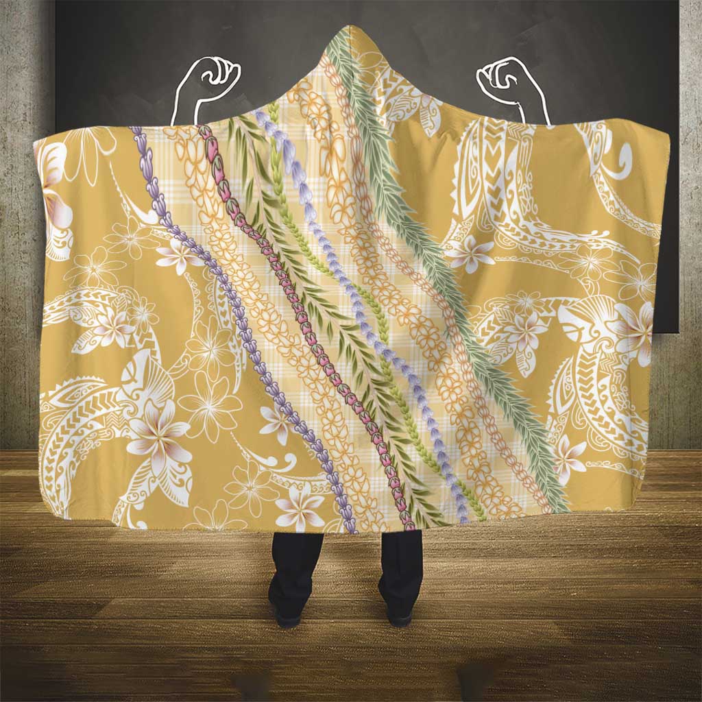Yellow Palaka Hawaii Leis Hooded Blanket Hawaiian-plaid Elegant Tropical Vibes LT14 - Polynesian Pride