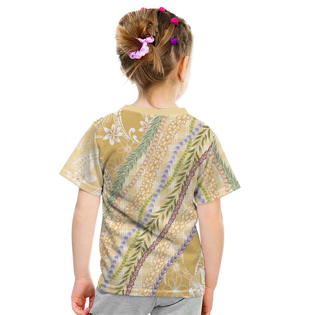 Yellow Palaka Hawaii Leis Kid T Shirt Hawaiian-plaid Elegant Tropical Vibes LT14 - Polynesian Pride