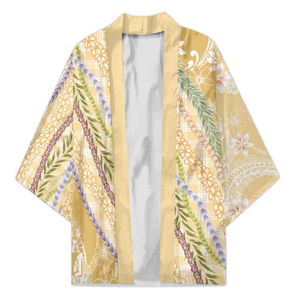 Yellow Palaka Hawaii Leis Kimono Hawaiian-plaid Elegant Tropical Vibes - Polynesian Pride