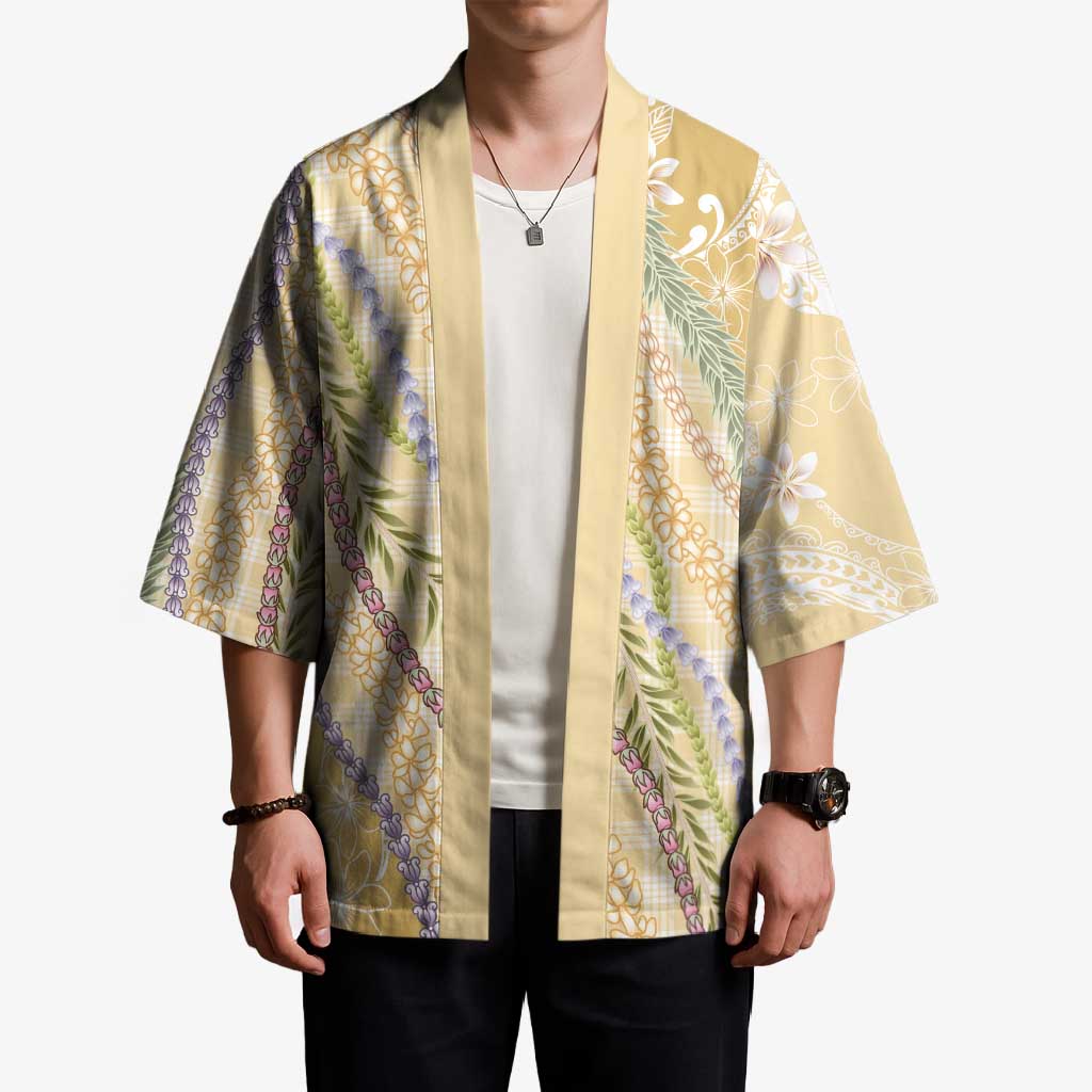 Yellow Palaka Hawaii Leis Kimono Hawaiian-plaid Elegant Tropical Vibes - Polynesian Pride