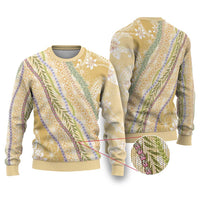 Yellow Palaka Hawaii Leis Ugly Christmas Sweater Hawaiian-plaid Elegant Tropical Vibes - Polynesian Pride