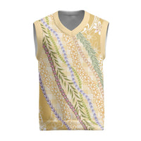 Yellow Palaka Hawaii Leis Christmas Knitted V-Neck Vest Hawaiian-plaid Elegant Tropical Vibes LT14 Yellow - Polynesian Pride
