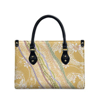 Yellow Palaka Hawaii Leis Leather Bag Hawaiian-plaid Elegant Tropical Vibes - Polynesian Pride