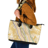 Yellow Palaka Hawaii Leis Leather Tote Bag Hawaiian-plaid Elegant Tropical Vibes LT14 Yellow - Polynesian Pride