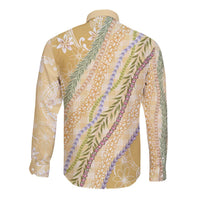 Yellow Palaka Hawaii Leis Long Sleeve Button Shirt Hawaiian-plaid Elegant Tropical Vibes LT14 - Polynesian Pride