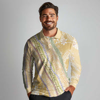 Yellow Palaka Hawaii Leis Long Sleeve Polo Shirt Hawaiian-plaid Elegant Tropical Vibes - Polynesian Pride