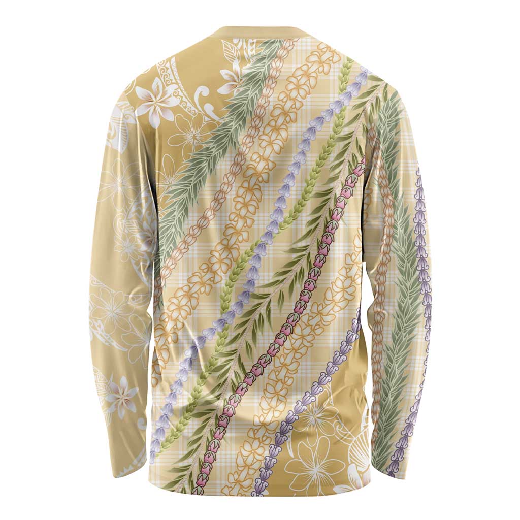 Yellow Palaka Hawaii Leis Long Sleeve Shirt Hawaiian-plaid Elegant Tropical Vibes LT14 - Polynesian Pride