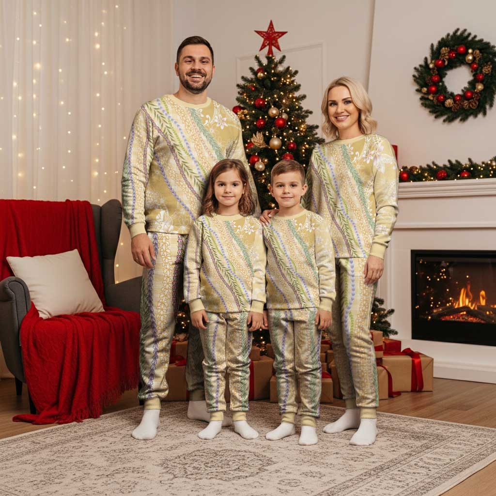Yellow Palaka Hawaii Leis Christmas Pajama Set Hawaiian-plaid Elegant Tropical Vibes LT14 - Polynesian Pride