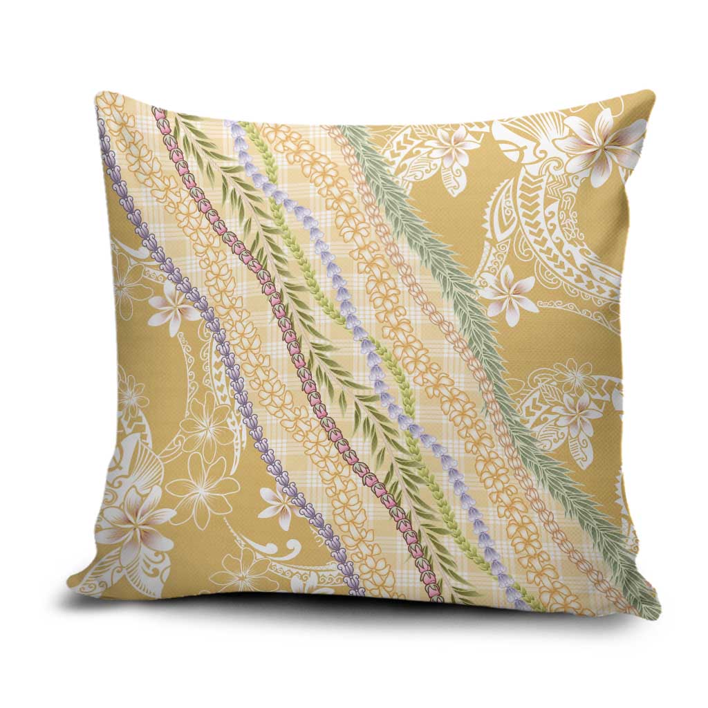 Yellow Palaka Hawaii Leis Pillow Cover Hawaiian-plaid Elegant Tropical Vibes - Polynesian Pride