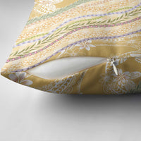 Yellow Palaka Hawaii Leis Pillow Cover Hawaiian-plaid Elegant Tropical Vibes - Polynesian Pride