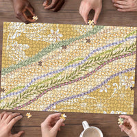 Yellow Palaka Hawaii Leis Puzzle Hawaiian-plaid Elegant Tropical Vibes LT14 - Polynesian Pride