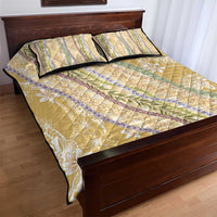 Yellow Palaka Hawaii Leis Quilt Bed Set Hawaiian-plaid Elegant Tropical Vibes - Polynesian Pride