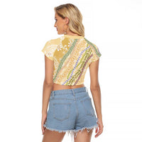 Yellow Palaka Hawaii Leis Raglan Cropped T Shirt Hawaiian-plaid Elegant Tropical Vibes LT14 - Polynesian Pride