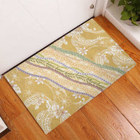 Yellow Palaka Hawaii Leis Rubber Doormat Hawaiian-plaid Elegant Tropical Vibes LT14 - Polynesian Pride
