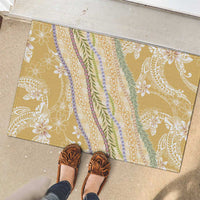 Yellow Palaka Hawaii Leis Rubber Doormat Hawaiian-plaid Elegant Tropical Vibes LT14 - Polynesian Pride