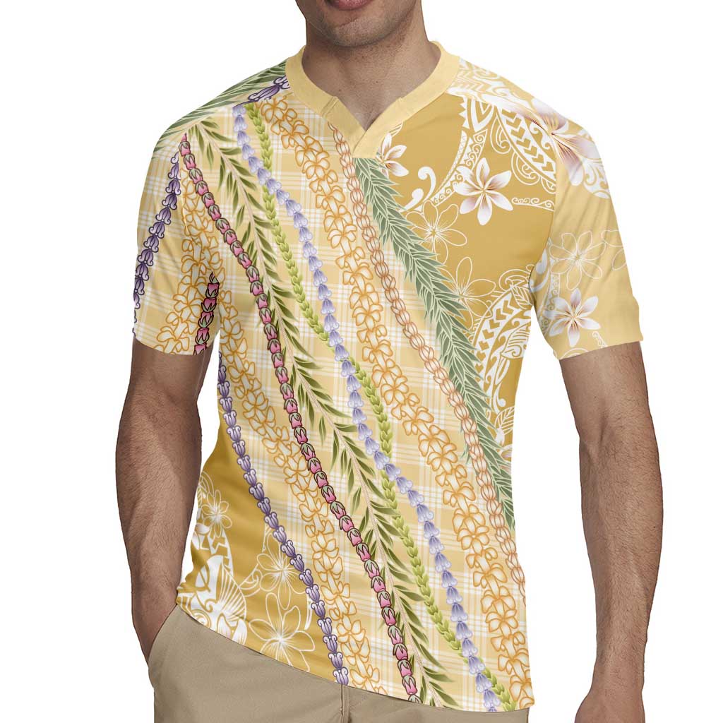 Yellow Palaka Hawaii Leis Rugby Jersey Hawaiian-plaid Elegant Tropical Vibes LT14 - Polynesian Pride