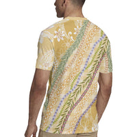 Yellow Palaka Hawaii Leis Rugby Jersey Hawaiian-plaid Elegant Tropical Vibes LT14 - Polynesian Pride