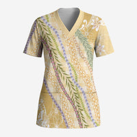Yellow Palaka Hawaii Leis Scrub Top Hawaiian-plaid Elegant Tropical Vibes LT14 Adult Yellow - Polynesian Pride
