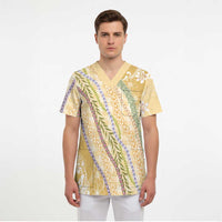 Yellow Palaka Hawaii Leis Scrub Top Hawaiian-plaid Elegant Tropical Vibes LT14 - Polynesian Pride