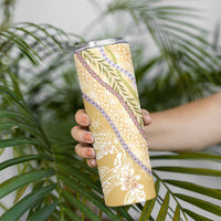 Yellow Palaka Hawaii Leis Skinny Tumbler Hawaiian-plaid Elegant Tropical Vibes - Polynesian Pride