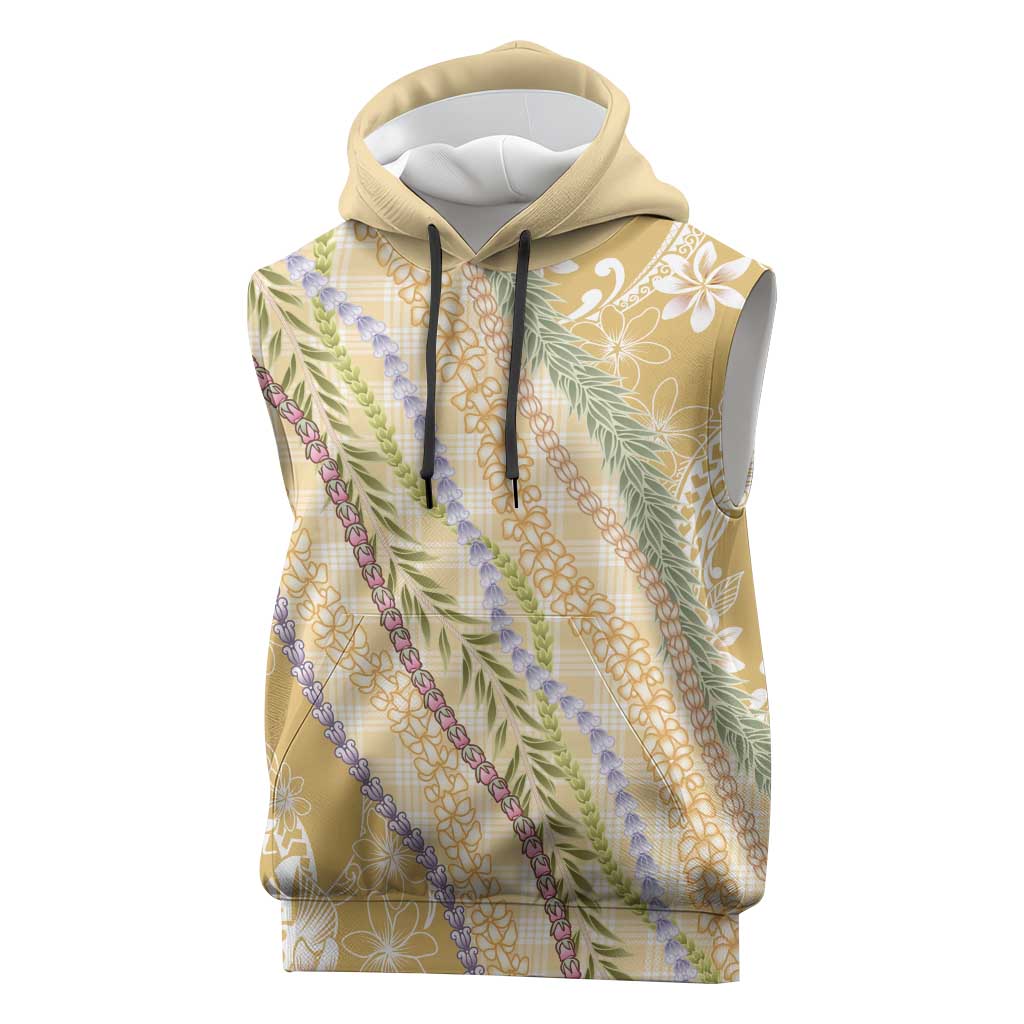 Yellow Palaka Hawaii Leis Sleeveless Hoodie Hawaiian-plaid Elegant Tropical Vibes LT14 Yellow - Polynesian Pride