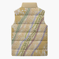 Yellow Palaka Hawaii Leis Sleeveless Puffer Jacket Hawaiian-plaid Elegant Tropical Vibes LT14 - Polynesian Pride
