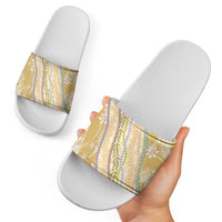 Yellow Palaka Hawaii Leis Slide Sandals Hawaiian-plaid Elegant Tropical Vibes - Polynesian Pride