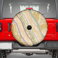 Yellow Palaka Hawaii Leis Spare Tire Cover Hawaiian-plaid Elegant Tropical Vibes - Polynesian Pride
