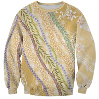 Yellow Palaka Hawaii Leis Sweatshirt Hawaiian-plaid Elegant Tropical Vibes LT14 Unisex Yellow - Polynesian Pride