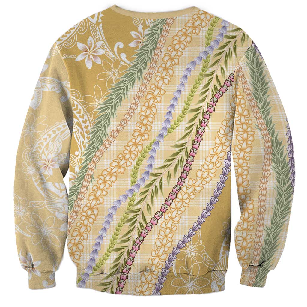 Yellow Palaka Hawaii Leis Sweatshirt Hawaiian-plaid Elegant Tropical Vibes LT14 - Polynesian Pride