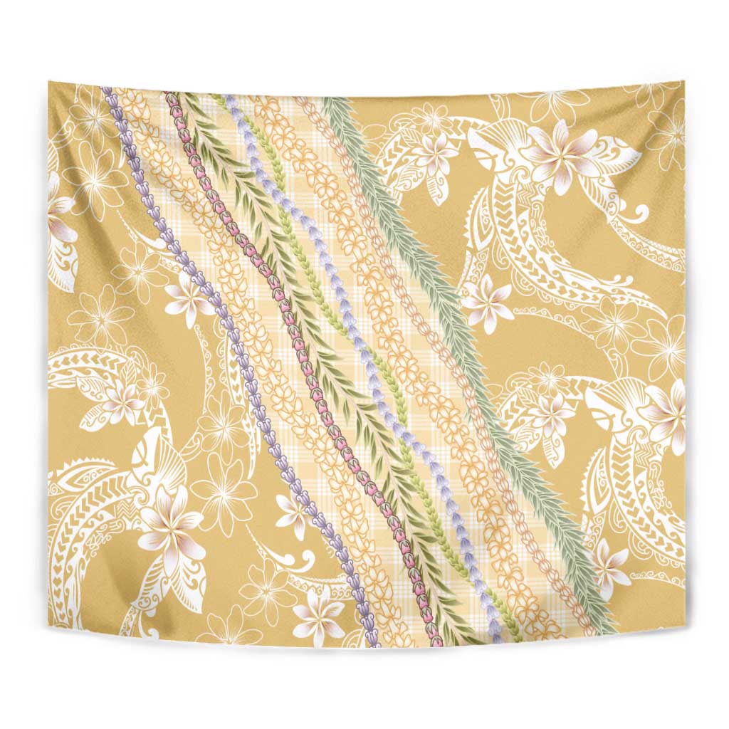 Yellow Palaka Hawaii Leis Tapestry Hawaiian-plaid Elegant Tropical Vibes - Polynesian Pride