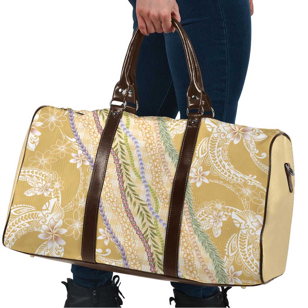 Yellow Palaka Hawaii Leis Travel Bag Hawaiian-plaid Elegant Tropical Vibes LT14 - Polynesian Pride