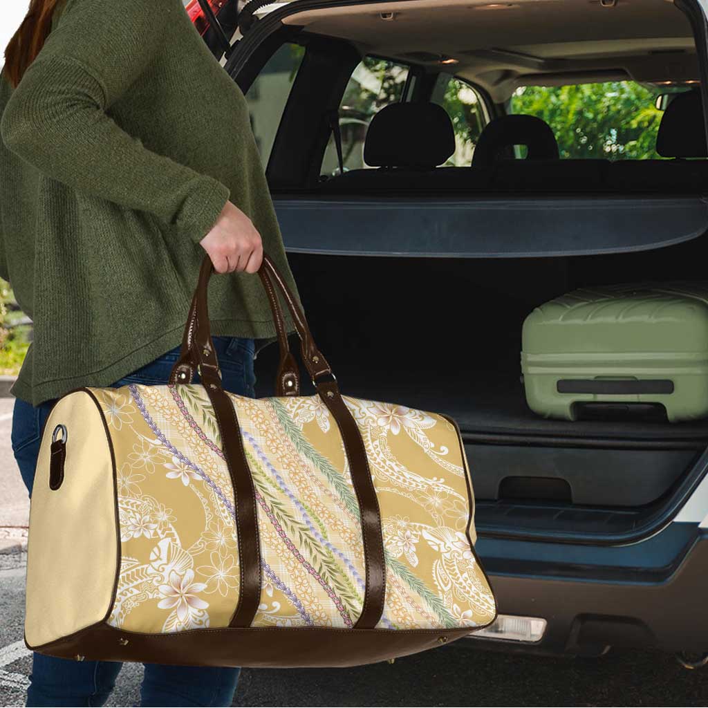 Yellow Palaka Hawaii Leis Travel Bag Hawaiian-plaid Elegant Tropical Vibes LT14 - Polynesian Pride