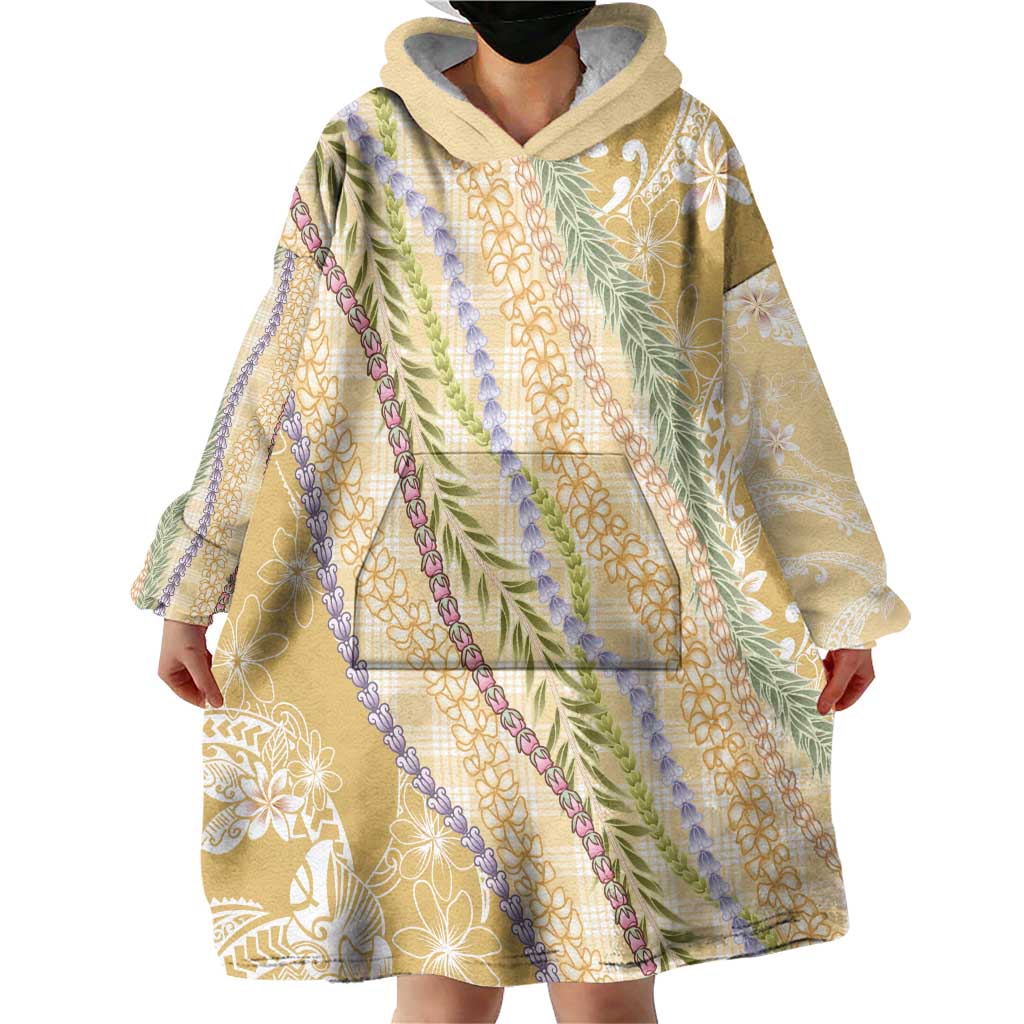 Yellow Palaka Hawaii Leis Wearable Blanket Hoodie Hawaiian-plaid Elegant Tropical Vibes LT14 - Polynesian Pride